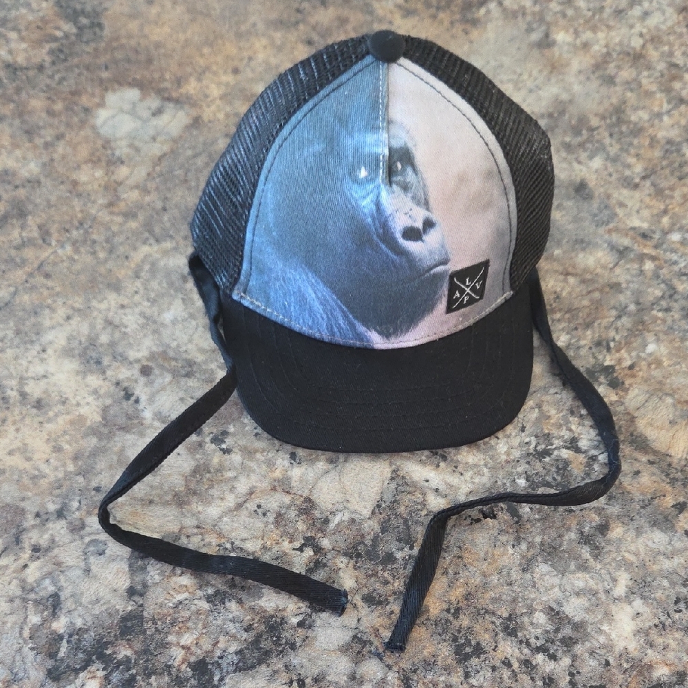 0-6 Months L&P Apparel Kids Black Gorilla Print Cap NEW